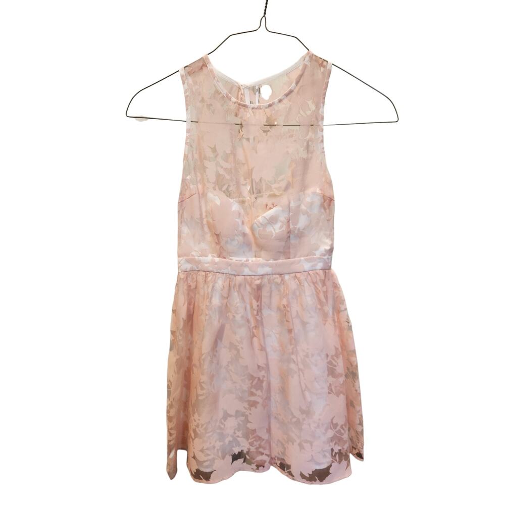 Minuet Petite Sleeveless Blush Pink Floral Mini Dress